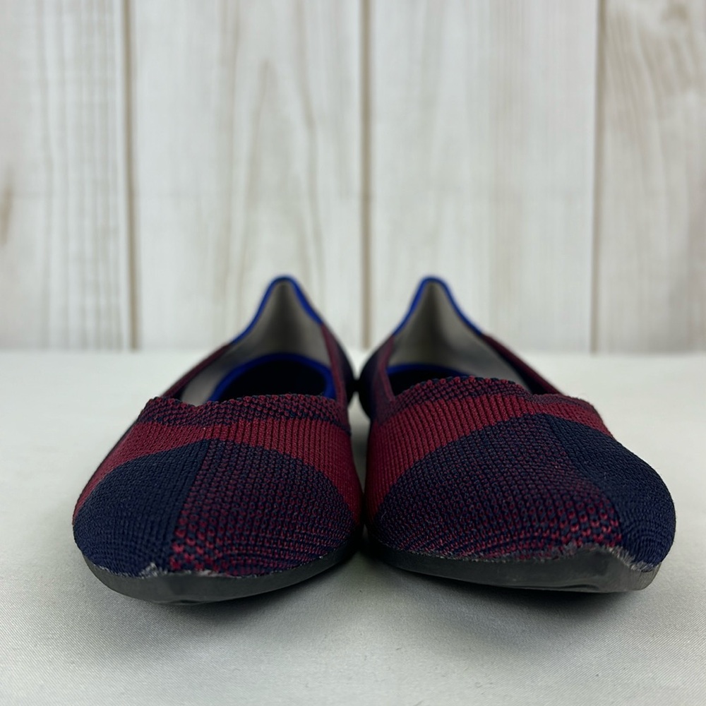 Rothy’s Pointer Ballerina Flats Fabric Comfort Slip-On Shoes Blue Red Size 8 - Picture 8 of 14